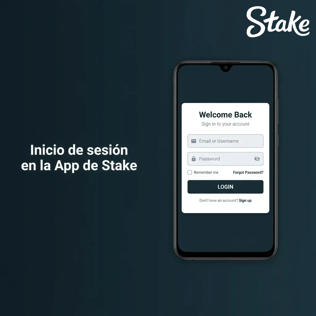 Pantalla de inicio de sesión en la app de Stake Chile con formulario seguro y autenticación 2FA