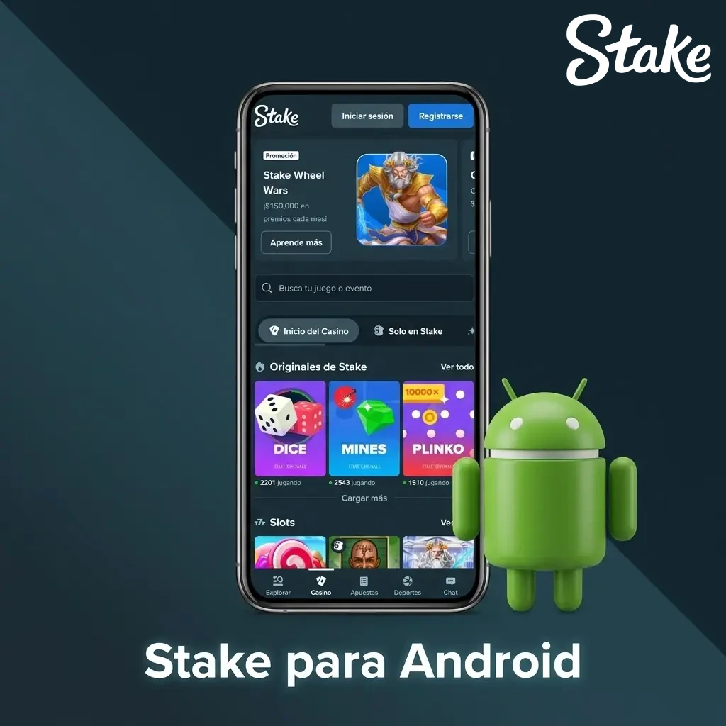 Instalación de la PWA de Stake en Android: acceso directo en pantalla de inicio con Google Chrome
